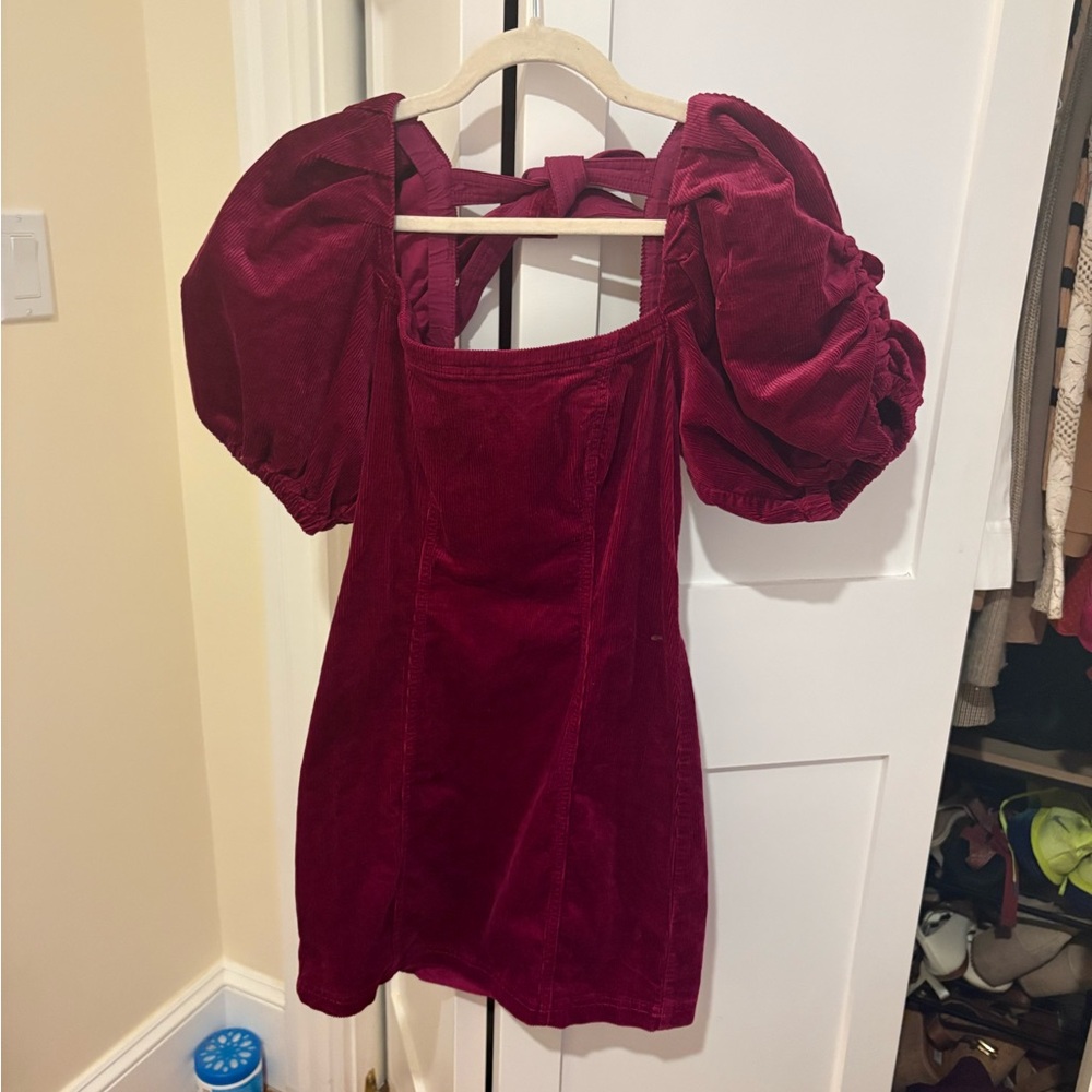 Anthropologie / Pilcro Corduroy Mini Dress in Deep Berry